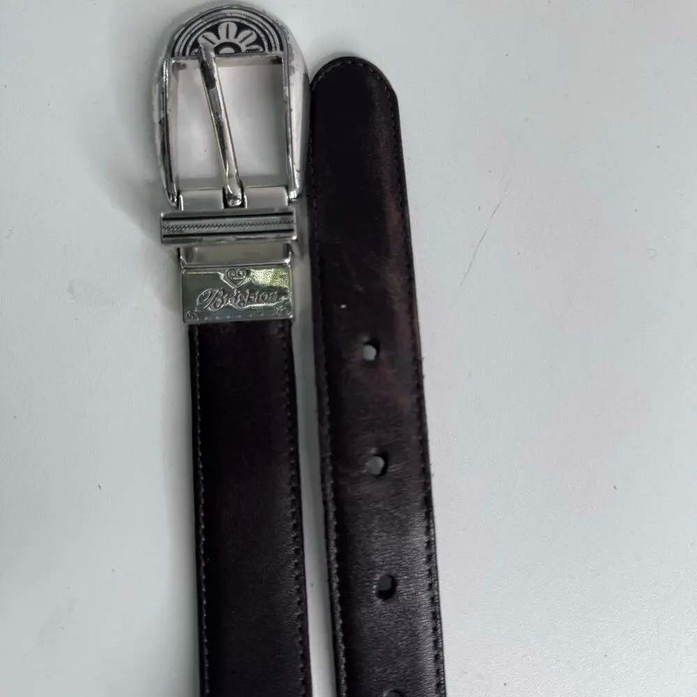 VTG Brighton Reversible Silver Buckle Croc Brown/Black  Leather Segmented M 30